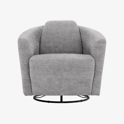Furniture Village Nicoletti - Ketty Fabric Swivel Accent Chair - Light Grey - Living Room Furniture