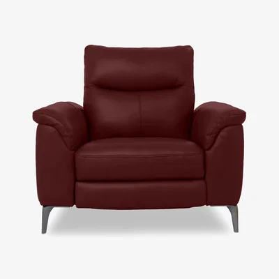 Furniture Village Morgan Leather Chair with Power Recliner - Montana Ruby