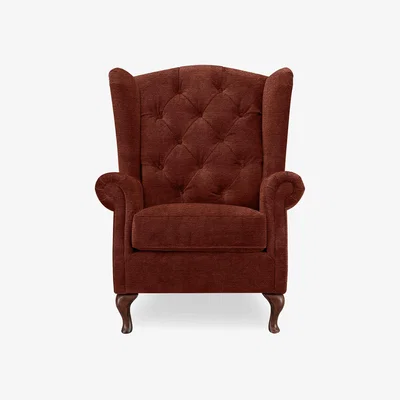 Furniture Village At The Helm - Harriet Fabric Wing Chair - Tawny with Walnut Feet