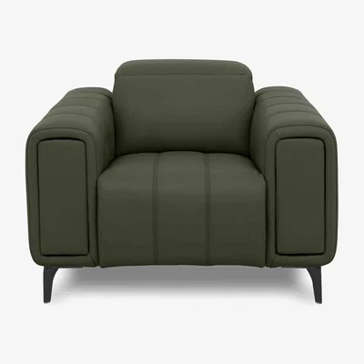 Furniture Village Elphaba Leather Chair with Storage Arms - Oslo Pine