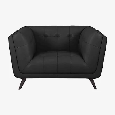 Furniture Village Rene Leather Cuddler Chair - Florida Graphite