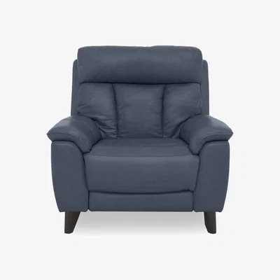 Furniture Village World of Leather - Dreamer NC Leather Power Recliner Chair with Power Headrest - NC Ocean Blue