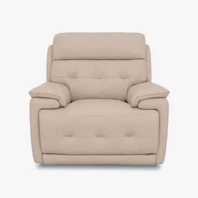 Furniture Village Brescia Leather Chair with Power Recliner - NC Pebble