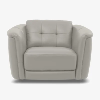 Furniture Village Monarch Leather Cuddler Chair - New Grey