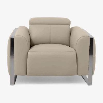 Furniture Village Gisella Leather Power Recliner Chair with Power Headrest - Oyster