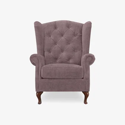 Furniture Village At The Helm - Harriet Fabric Wing Chair - Antler with Walnut Feet