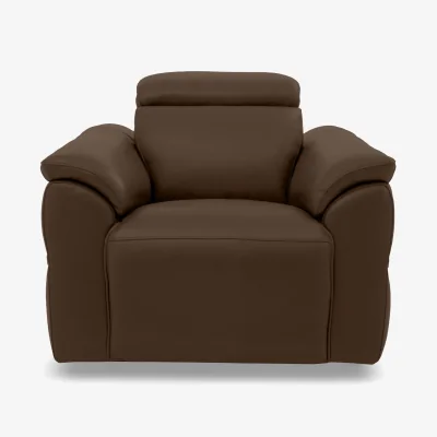 Furniture Village Dolomite Leather Chair with Power Recliner - Montana Chocolate