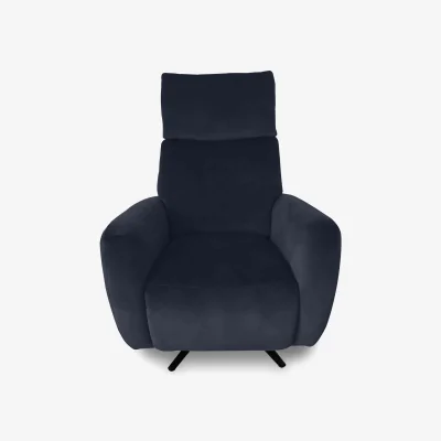 Furniture Village Designer Chair Collection Granada Fabric Power Recliner Swivel Chair with Massage Feature - R15 Navy Blue