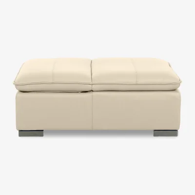Furniture Village World of Leather - Edison Leather Storage Chair Stool - Bisque