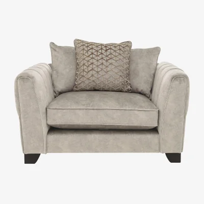 Furniture Village Mariah Pillow Back Fabric Snuggler Chair with Chrome Insert - Dapple Cream with Chrome Insert