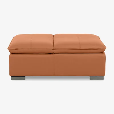 Furniture Village World of Leather - Edison Leather Storage Chair Stool - Pecan