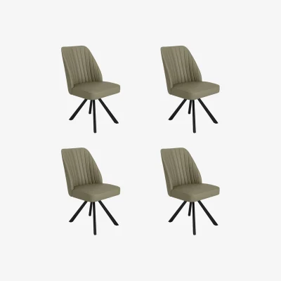 Furniture123 Set of 4 Sage Green Faux Leather Swivel Dining Chairs - Logan
