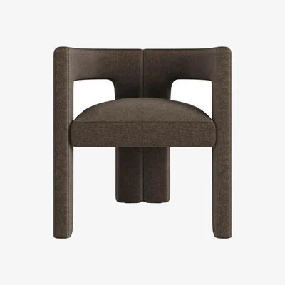 Furniture123 Taupe Chenille Curved Dining Chair - Kirra