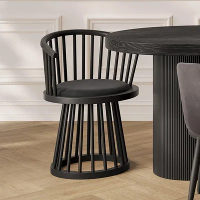 Furniture123 Black Spindle Curved Dining Chair - Lina