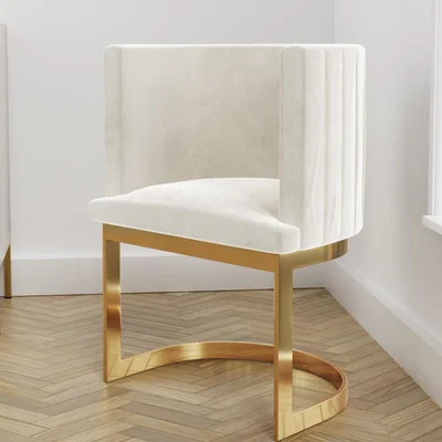Furniture123 Off White Velvet Accent Chair with Pleated Detail - Zelena