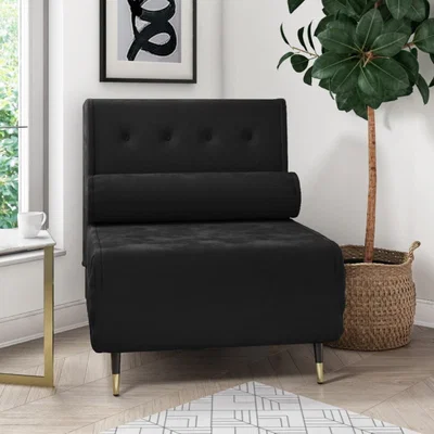 Furniture123 Single Sofa Bed in Charcoal Velvet with Bolster Cushin - Eleni