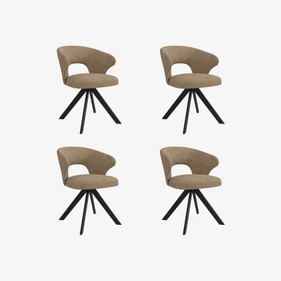Furniture123 Set of 4 Beige Faux Leather Swivel Dining Chairs - Mila