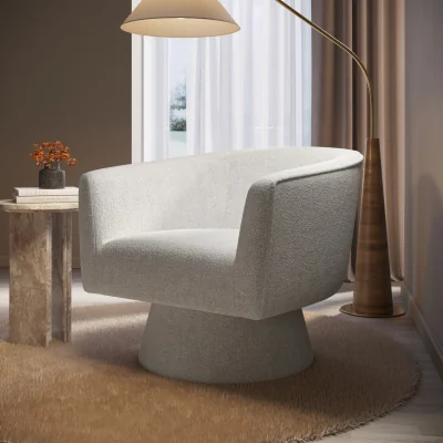 Furniture123 Beige Boucle Swivel Nursing Chair - Cairo