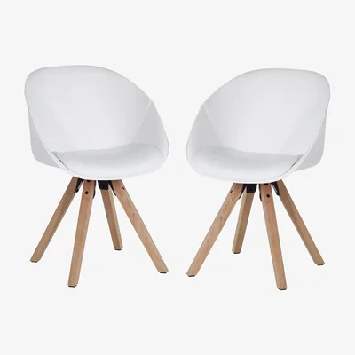 Furniture123 Teknik Office Pyramid WhiteTub Chair with Oak Legs Set of Two