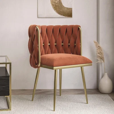 Furniture123 Orange Velvet Accent Chair with Gold Legs - Malika
