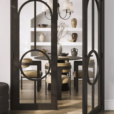 Furniture123 Brown Velvet Curved Dining Chair with Black Exposed Back - Mai
