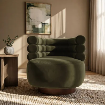 Furniture123 Green Velvet Modern Swivel Armchair - Zora