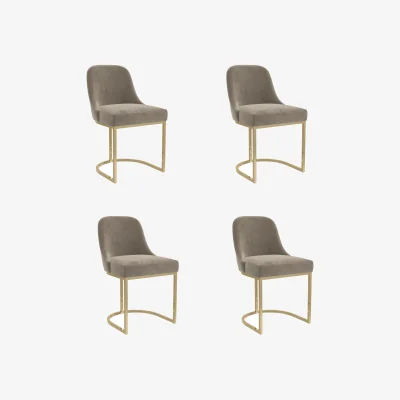 Furniture123 Set of 4 Mink Velvet Dining Chairs with Gold Legs - Callie
