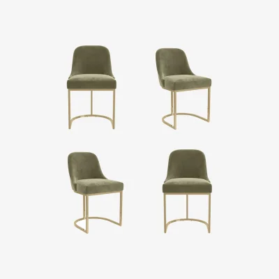 Furniture123 Set of 4 Sage Green Velvet Dining Chairs with Gold Legs - Callie