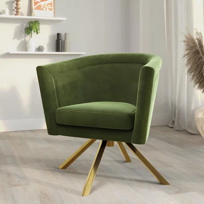 Furniture123 Green Velvet Swivel Accent Chair - Blaire