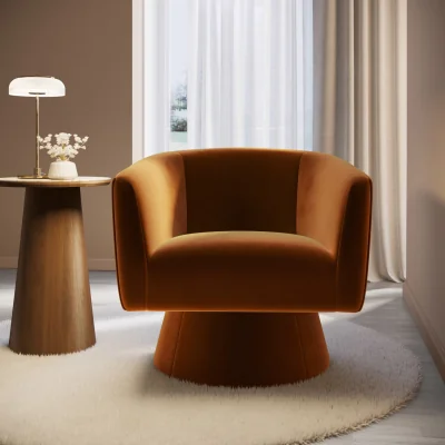 Furniture123 Burnt Orange Velvet Swivel Nursing Chair - Cairo
