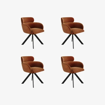 Furniture123 Set of 4 Burnt Orange Curved Swivel Dining Chairs - Isla
