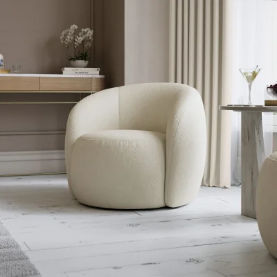 Feather & Black Geneva Chair - Boucle Natural