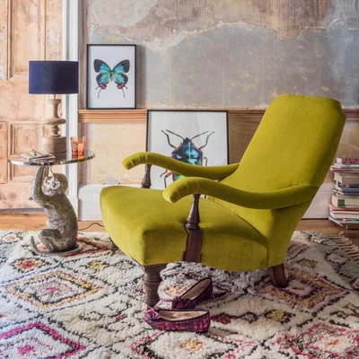 Graham & Green Dicky Club Chair - Carnelian Stain Guarded Velvet