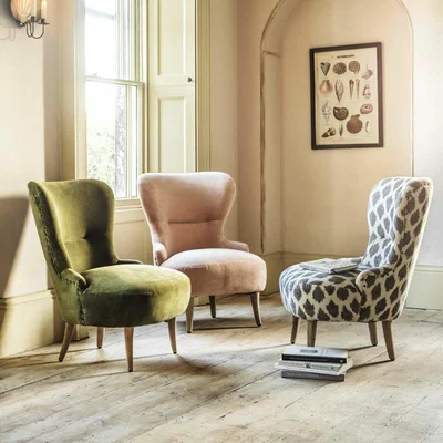 Graham & Green Graham and Green Ree Olive Green Velvet Cocktail Chair