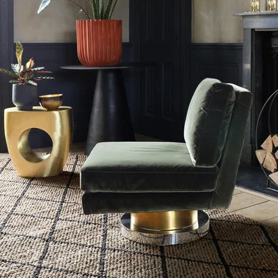 Graham & Green Graham and Green Corinne Green Velvet Swivel Chair