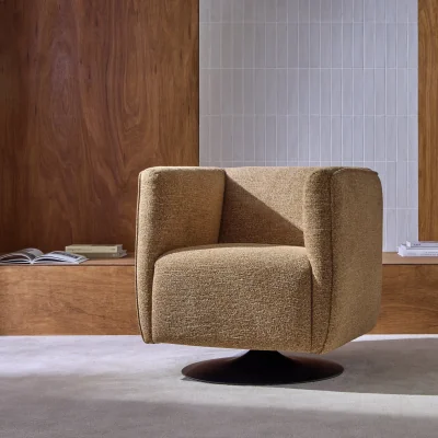 Habitat Habitat Cub Fabric Swivel Chair - Brown