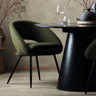 Habitat Habitat Hermione Pair of Wooden Boucle Chairs - Green