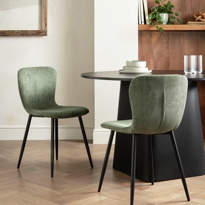Habitat Habitat Shai Pair of Fabric Chairs - Green