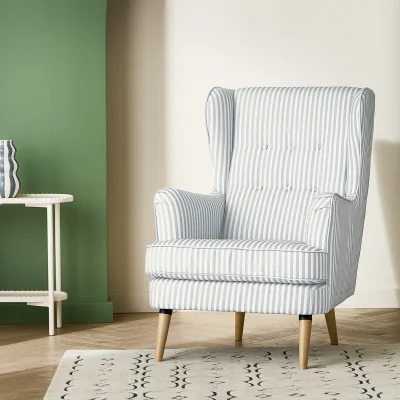 Habitat Habitat Callie Fabric Wingback Chair - Blue Stripe