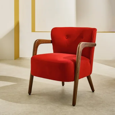Habitat Habitat Yanni Velvet Accent Chair - Red