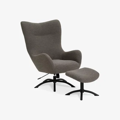 Habitat Habitat Alden Fabric Swivel Chair and Footstool - Grey
