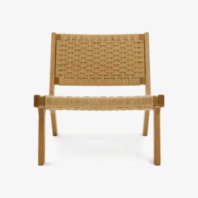 Habitat Habitat Faro Woven Paper Rope and Oak Accent Chair - Natural
