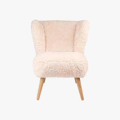 Heal's Heal's Ziggy Chair Blue Grey Sheepskin Grey Leg - Heal's UK Furniture
