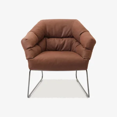 Heal's Saba Italia New York Line Armchair Leather Ocean Col.14 Black Nickel