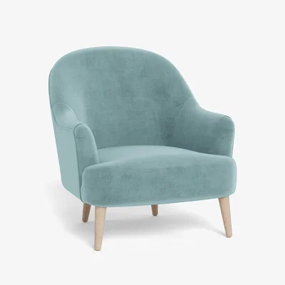 Heal's Heal's Elgin Chair Smart Luxe Velvet Mineral Blue Natural Feet