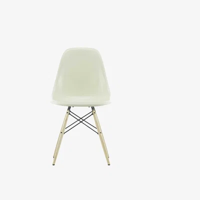 Heal's Vitra Eames Fibreglass Chair DSW Eames Parchment 02 Golden Maple Base 05 Glides - Heal's UK Furniture
