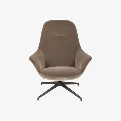 Heal's Heal's Sweep Swivel Chair Velvet Mink - Heal's UK Furniture