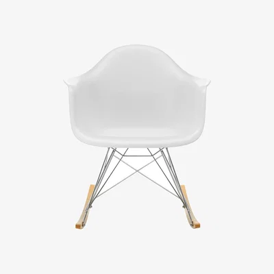Heal's Vitra Eames RAR Armchair RE in Cotton White Chrome Base 02 Golden Maple Skids