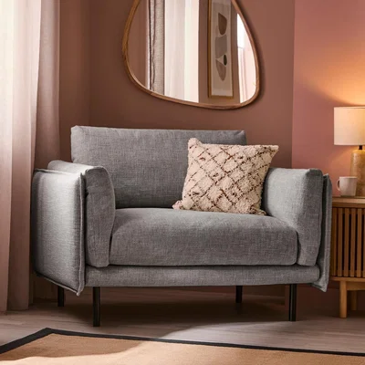 Homebase Miller Woven Fabric Armchair - Mid Grey