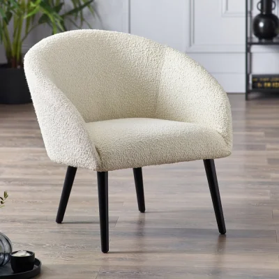 Happy Beds Amari – Boucle Accent Chair – Ivory – Boucle Fabric - Make It Homely